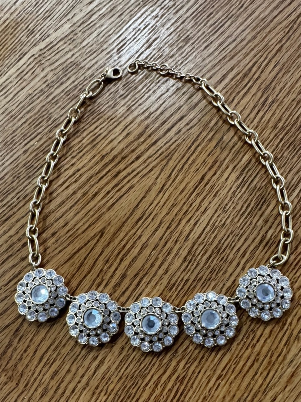 J. Crew Gold-Tone Crystal Flower Cluster Necklace - Clear